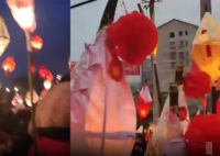四川上万人点燃“蛴蟆灯”祈福 传说是老一辈为把蛴蟆瘟神送走组织起来的