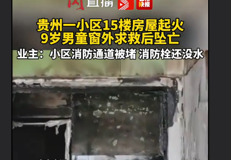 房屋起火9岁男童窗外求救后坠亡 如果消防管道有水，他或许能活下来