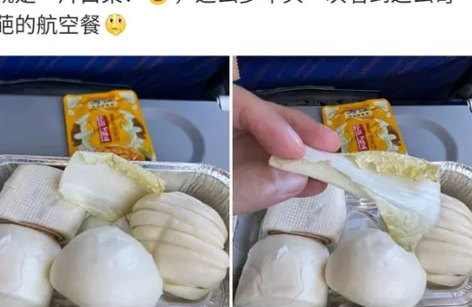 博主吐槽飞机餐发4个馒头1片白菜 引发了人们对于航空公司飞机餐质量的关注
