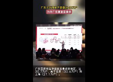广东千万净资产家庭近40万户 背后隐藏了什么秘密？